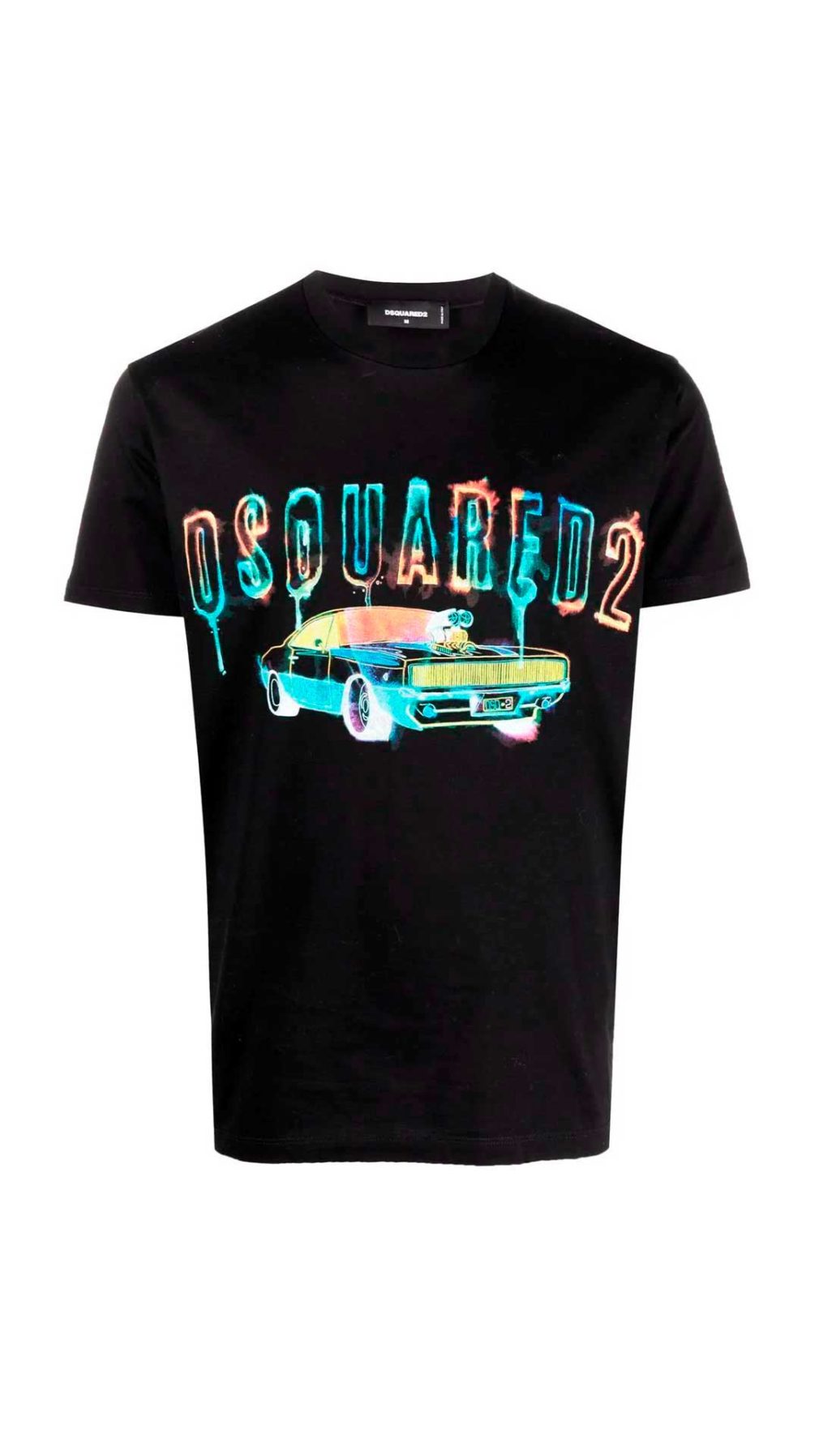 Camiseta negra Dsquared2 con logo en colores en parte delantera