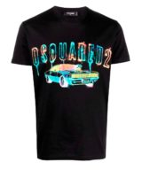 Camiseta negra Dsquared2 con logo en colores en parte delantera