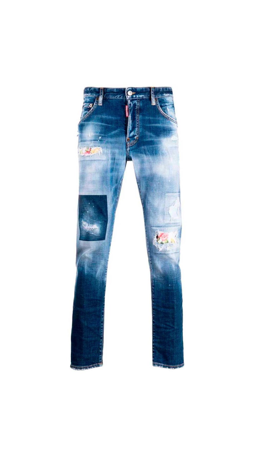 Jeans Skater Dsquared2 con motivos florales en los parches