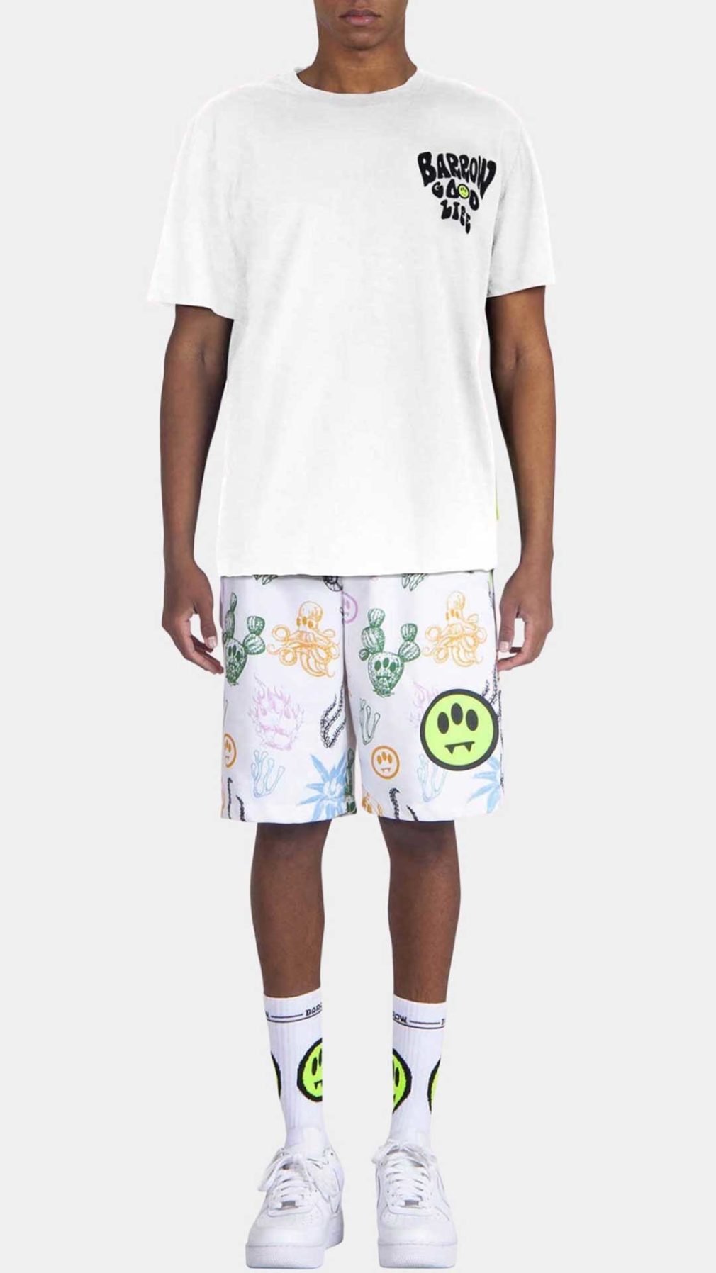 Camiseta blanca Barrow con serigrafía en la parte trasera y logotipo