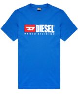 Camiseta azul Diesel logo en la parte delantera