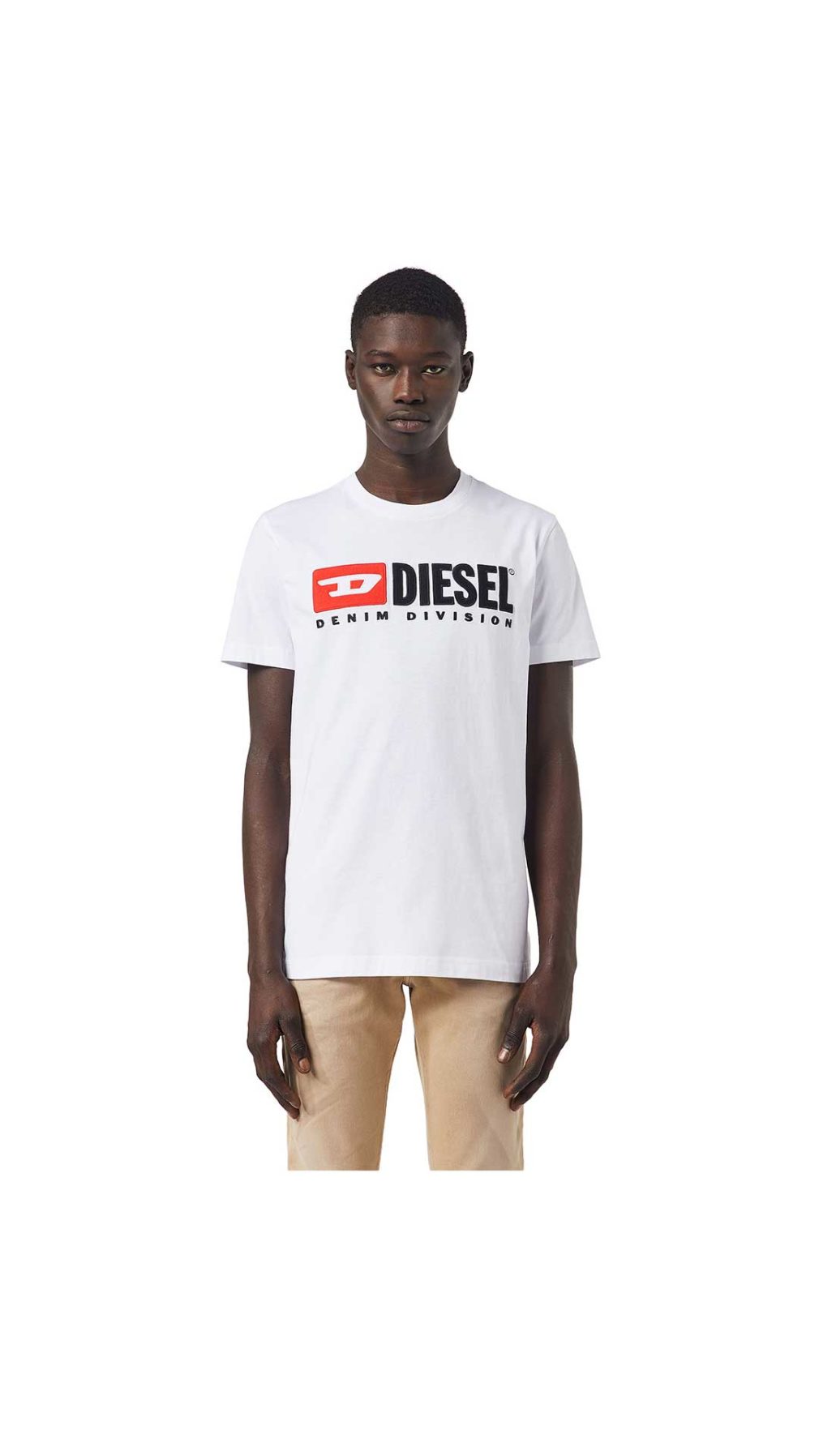 Camiseta blanca Diesel con logotipo en la parte delantera