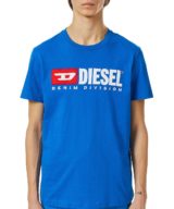 Camiseta azul Diesel logo en la parte delantera