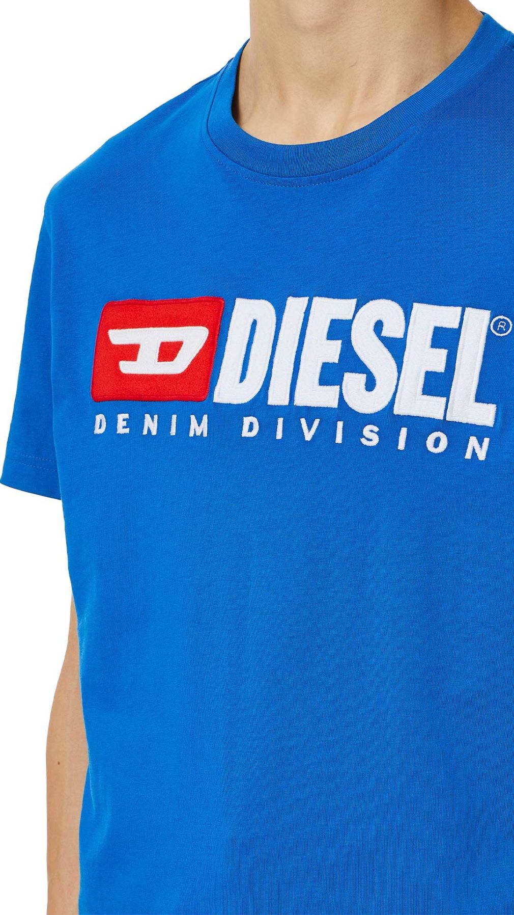 Camiseta azul Diesel logo en la parte delantera