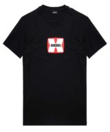 Camiseta negra Diesel con logo en relieve en la parte delantera