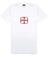 Camiseta blanca Diesel con logo en relieve en la parte delantera