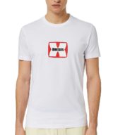 Camiseta blanca Diesel con logo en relieve en la parte delantera