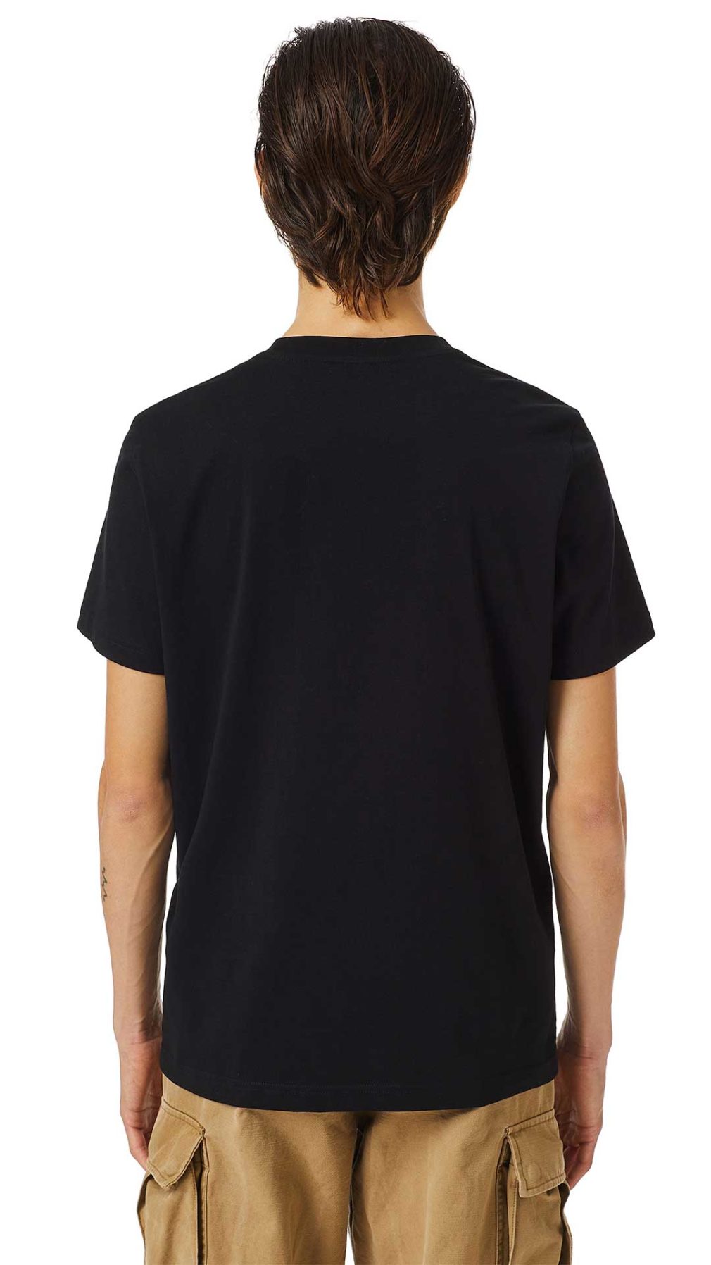 Camiseta negra Diesel con logo en relieve en la parte delantera
