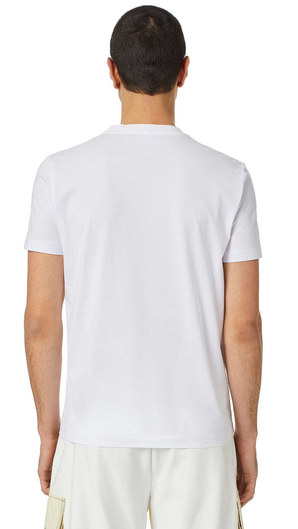 Camiseta blanca Diesel con logo en relieve en la parte delantera