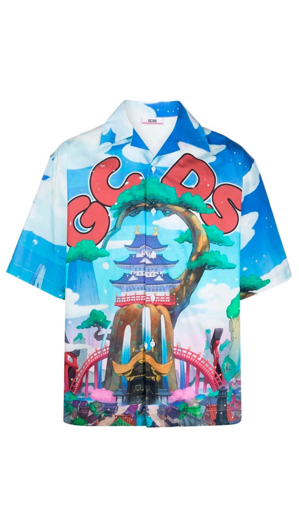 Camisa  GCDS con estampado y logo parte delantera y posterior