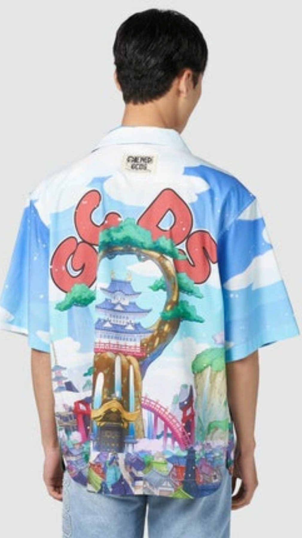 Camisa  GCDS con estampado y logo parte delantera y posterior
