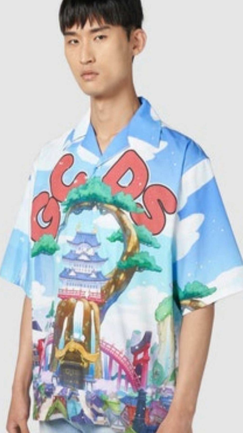 Camisa  GCDS con estampado y logo parte delantera y posterior