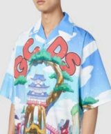 Camisa  GCDS con estampado y logo parte delantera y posterior