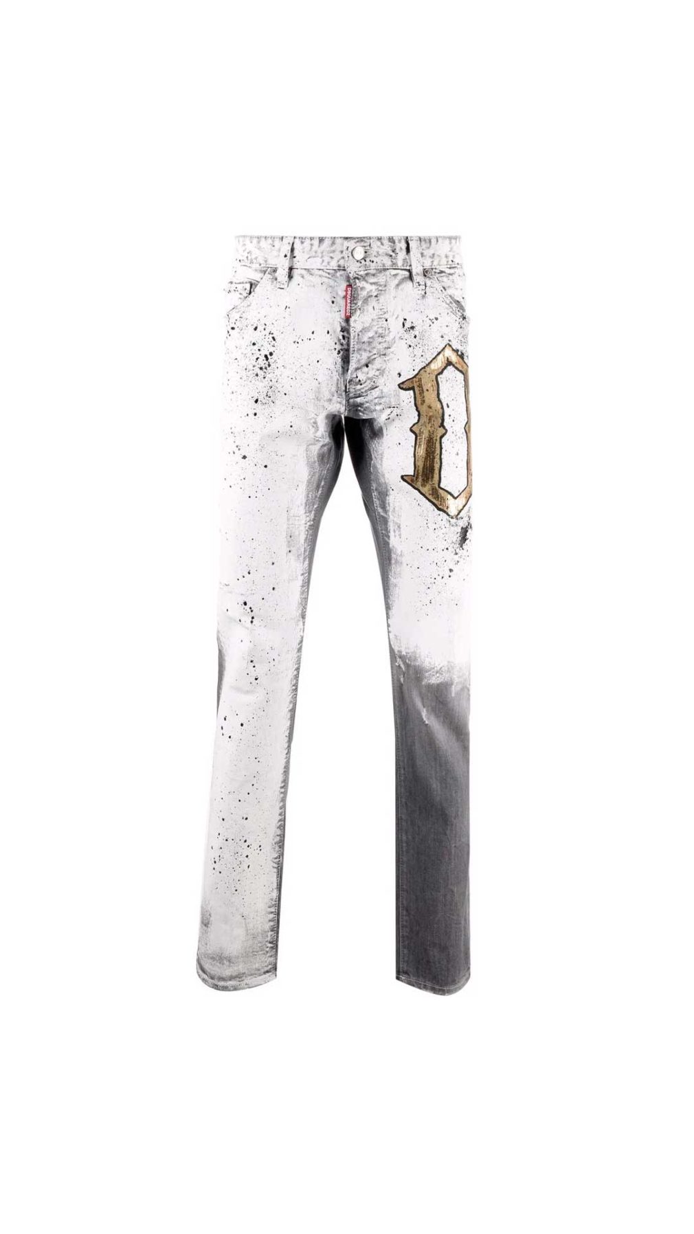 Jeans Cool Guy Dsquared2 estampado de salpicadura de pintura con logo dorado en la parte delantera
