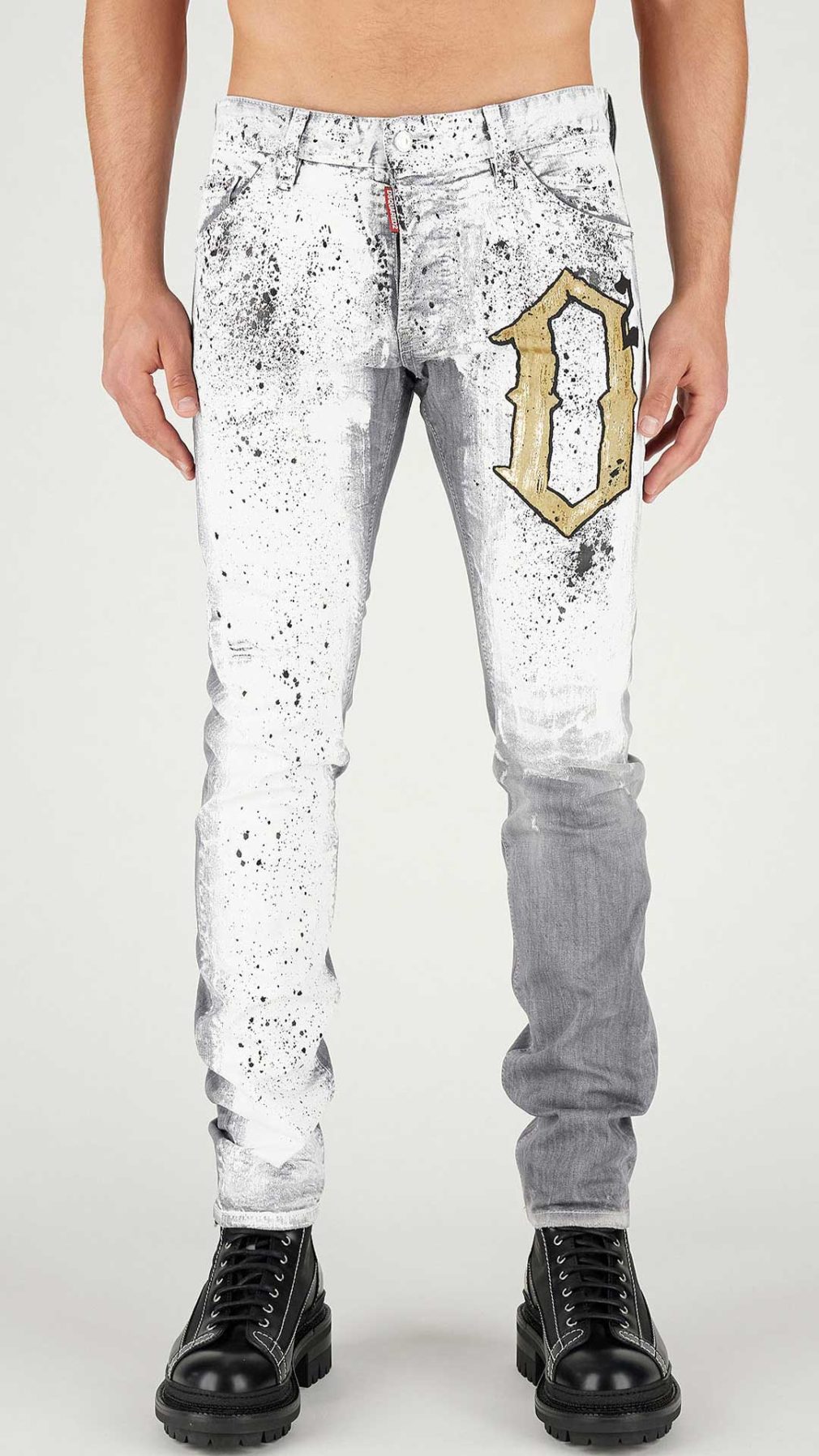 Jeans Cool Guy Dsquared2 estampado de salpicadura de pintura con logo dorado en la parte delantera