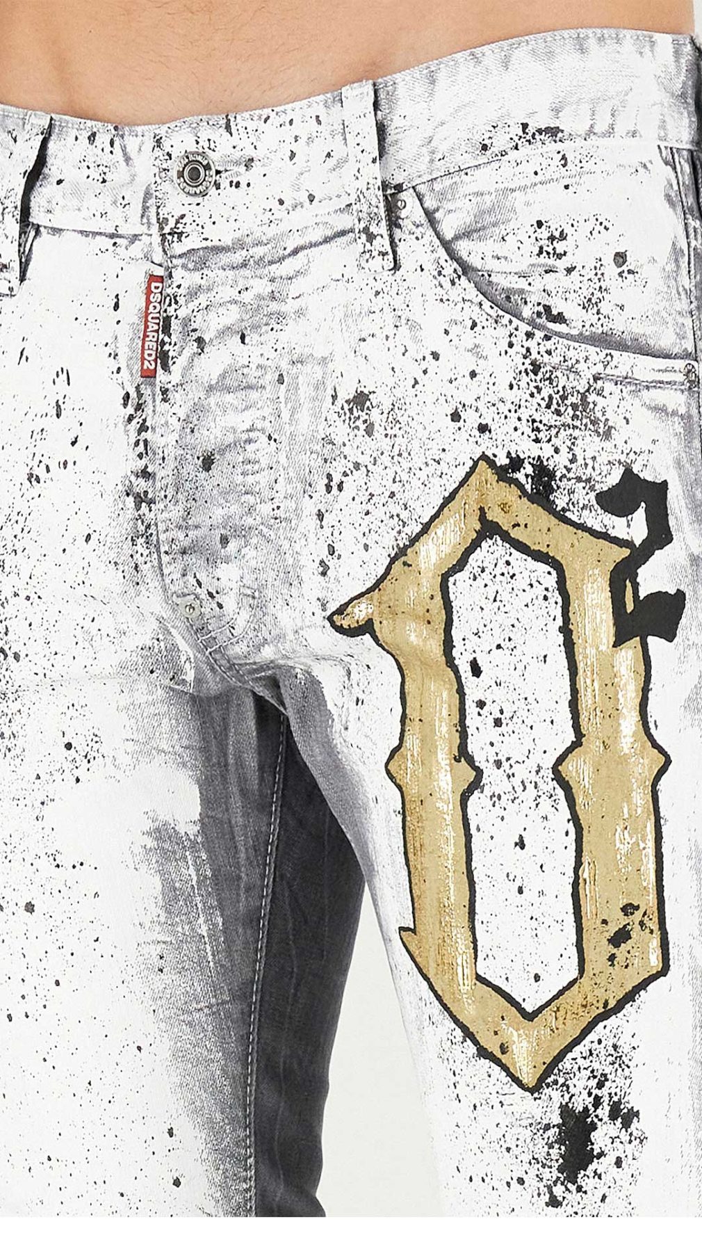 Jeans Cool Guy Dsquared2 estampado de salpicadura de pintura con logo dorado en la parte delantera