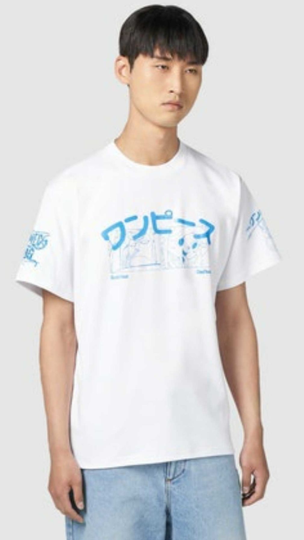 Camiseta blanca GCDS con estampado de ONE PIECE