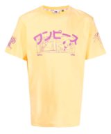 Camiseta amarilla GCDS con estampado en la parte delantera y parte posterior