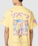 Camiseta amarilla GCDS con estampado en la parte delantera y parte posterior