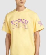 Camiseta amarilla GCDS con estampado en la parte delantera y parte posterior