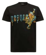 Camiseta negra Dsquared2 con tigre en el logo