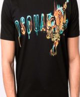Camiseta negra Dsquared2 con tigre en el logo