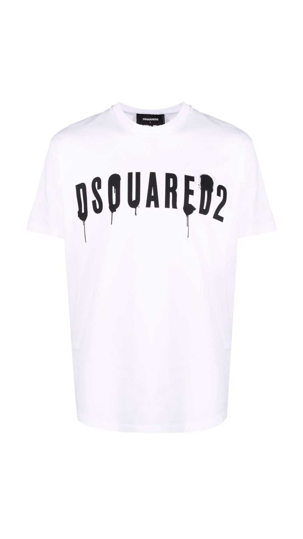 Camiseta blanca Dsquared2 con logo efecto pintura en la parte delantera