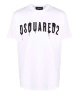 Camiseta blanca Dsquared2 con logo efecto pintura en la parte delantera