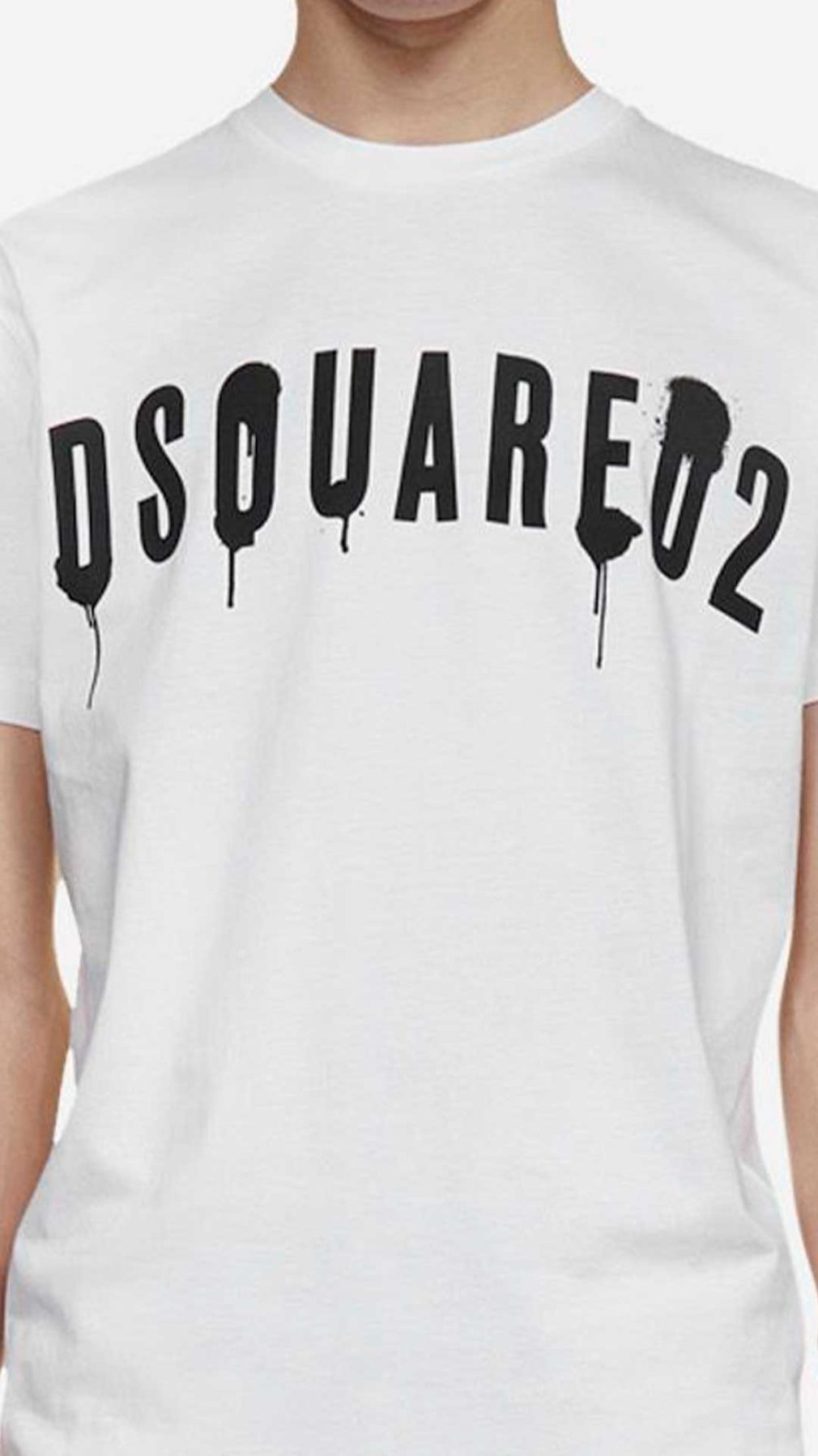 Camiseta blanca Dsquared2 con logo efecto pintura en la parte delantera