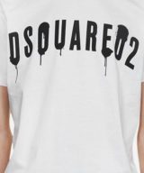 Camiseta blanca Dsquared2 con logo efecto pintura en la parte delantera