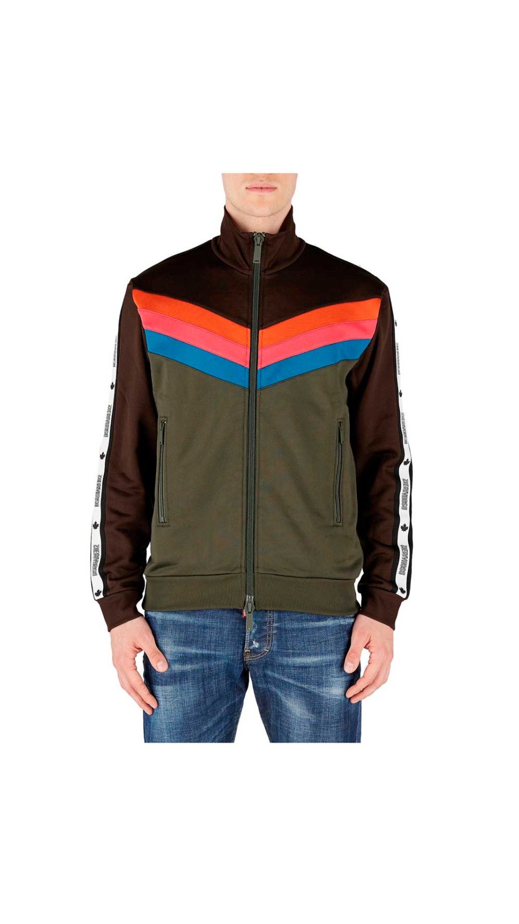 Sudadera Dsquared2 bicolor con cremallera bandas laterales con logotipo