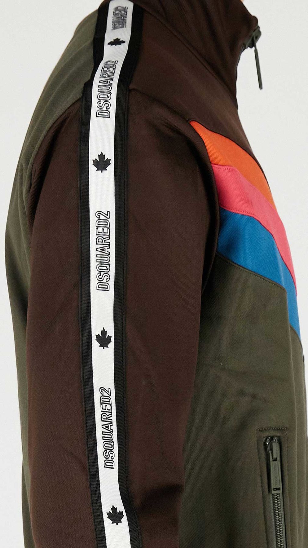 Sudadera Dsquared2 bicolor con cremallera bandas laterales con logotipo