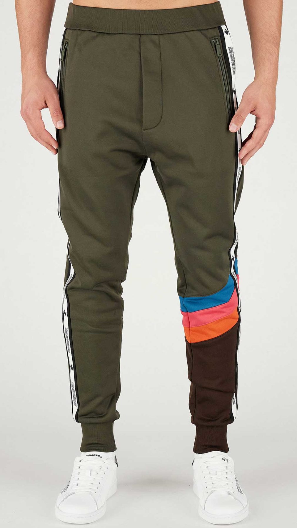 Pantalón deportivo Dsquared2 verde con bandas laterales con logotipo