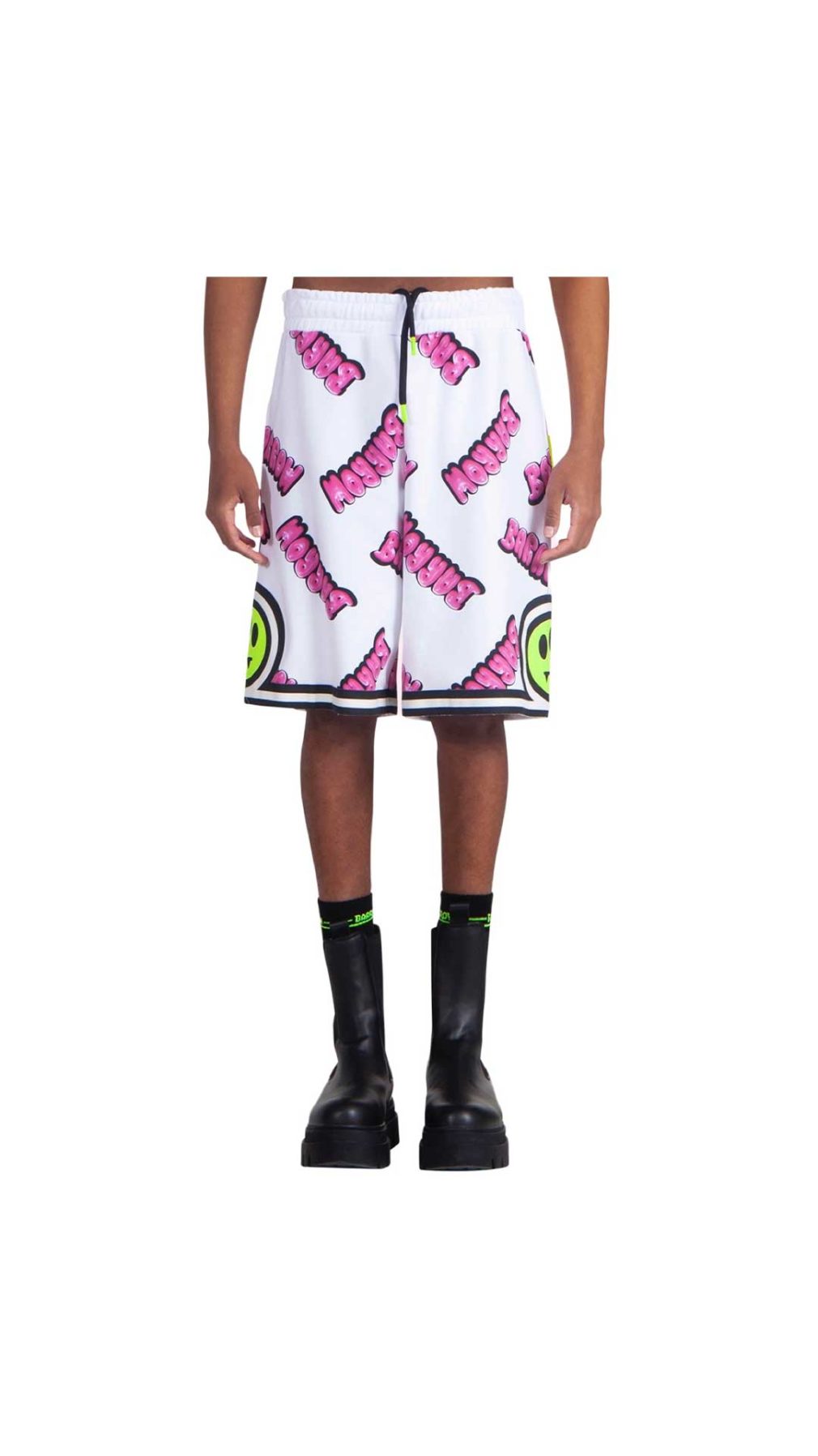 Pantalón corto blanco Barrow con estampado del logotipo en toda la pieza