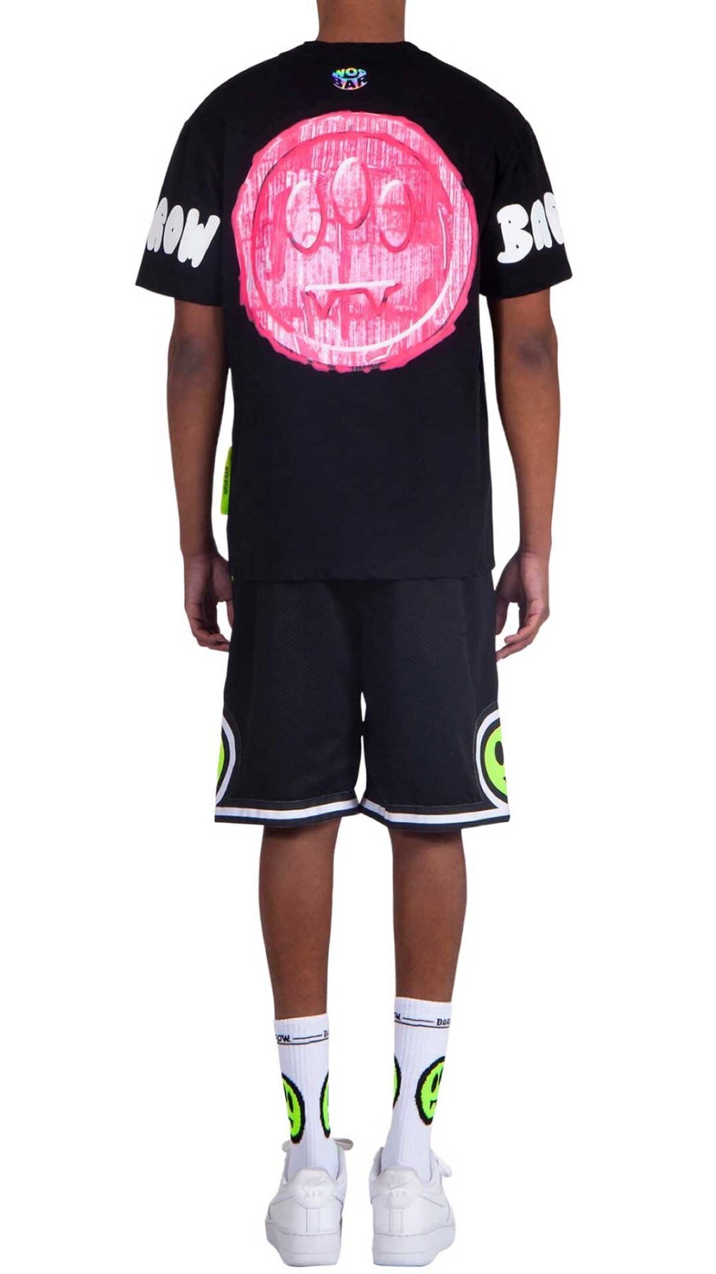 Camiseta negra Barrow con serigrafía en delantero y espalda y mangas