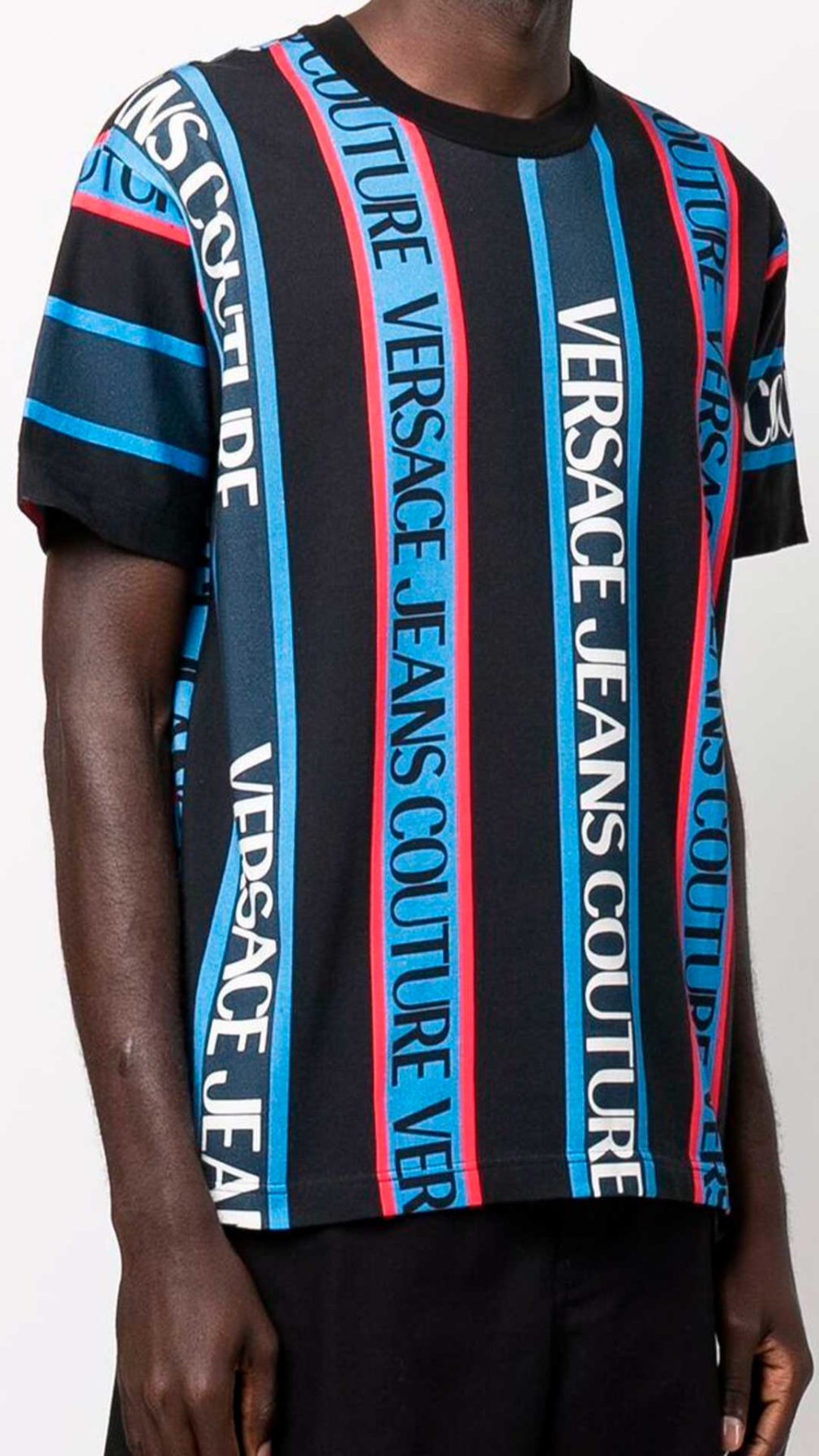 Camiseta Versace Jeans Couture con rayas verticales y logo