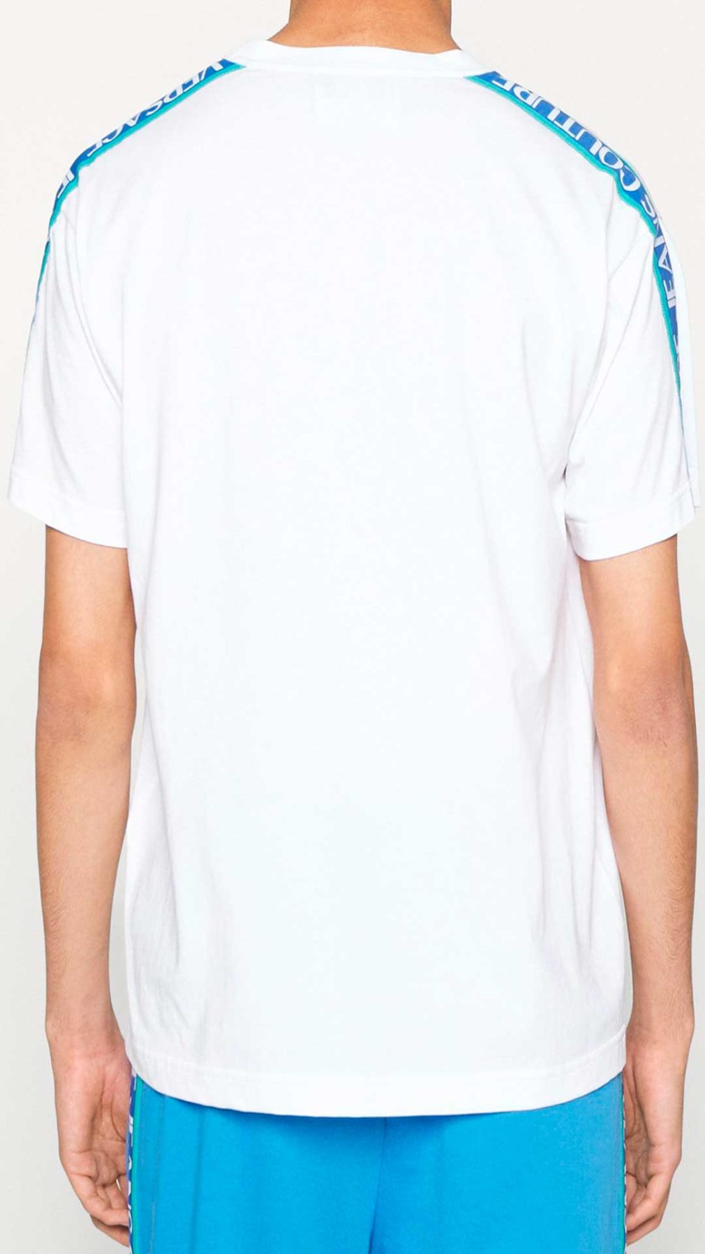 Camiseta blanca Versace Jeans Couture bandas con logo en los hombros