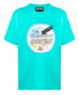 Camiseta verde Versace Jeans Couture grafico y detalles de cristal en la parte delantera con logo