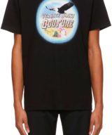 Camiseta negra Versace Jeans Couture grafico y detalles de cristal en la parte delantera con logo