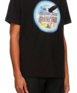 Camiseta negra Versace Jeans Couture grafico y detalles de cristal en la parte delantera con logo