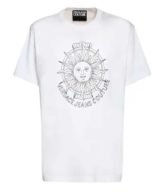 Camiseta blanca Versace Jeans Couture con sol y logo en relieve engomado en la parte delantera