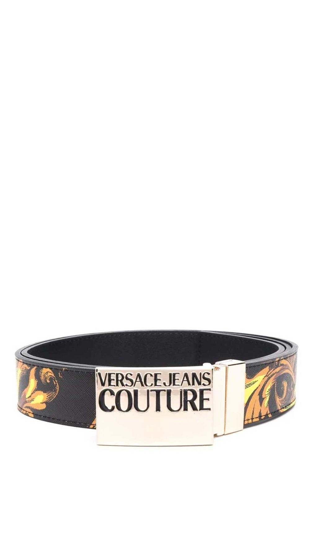 Cinturón Versace Jeans Couture con hebilla dora y estampado barroco