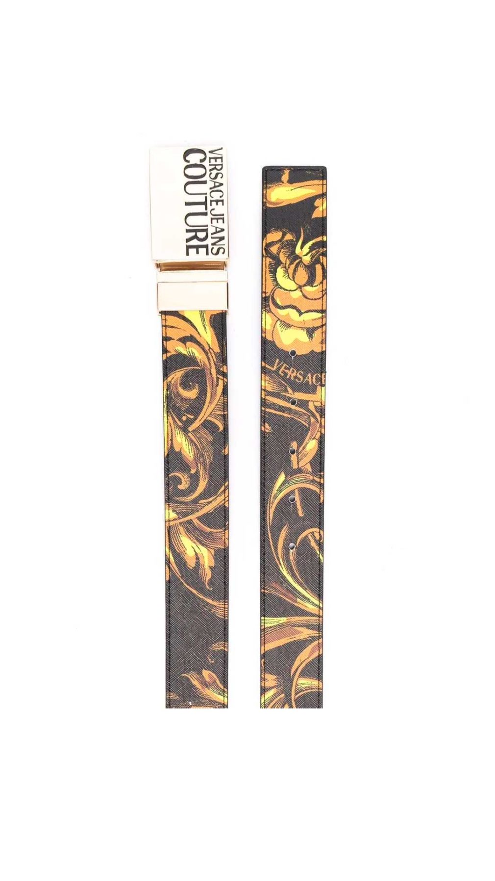 Cinturón Versace Jeans Couture con hebilla dora y estampado barroco