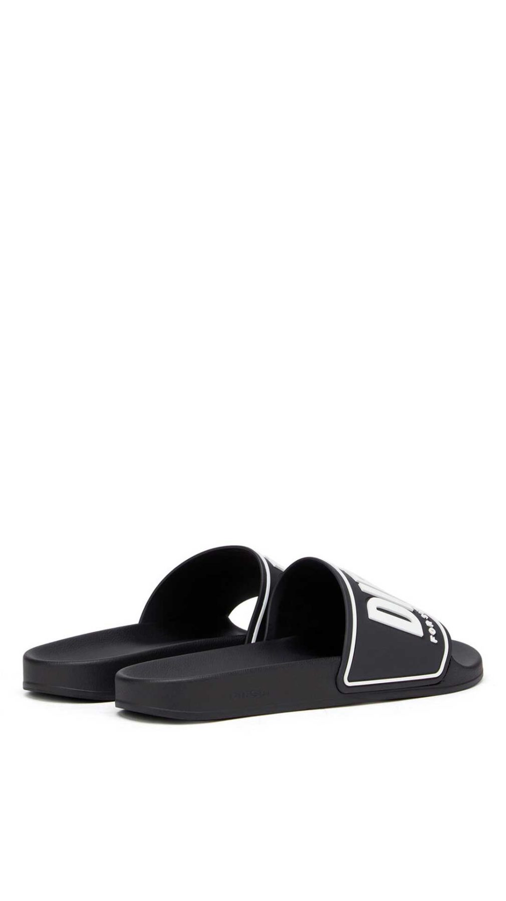 Chancletas negra Diesel con logotipo Diesel For Successful Living en 3D