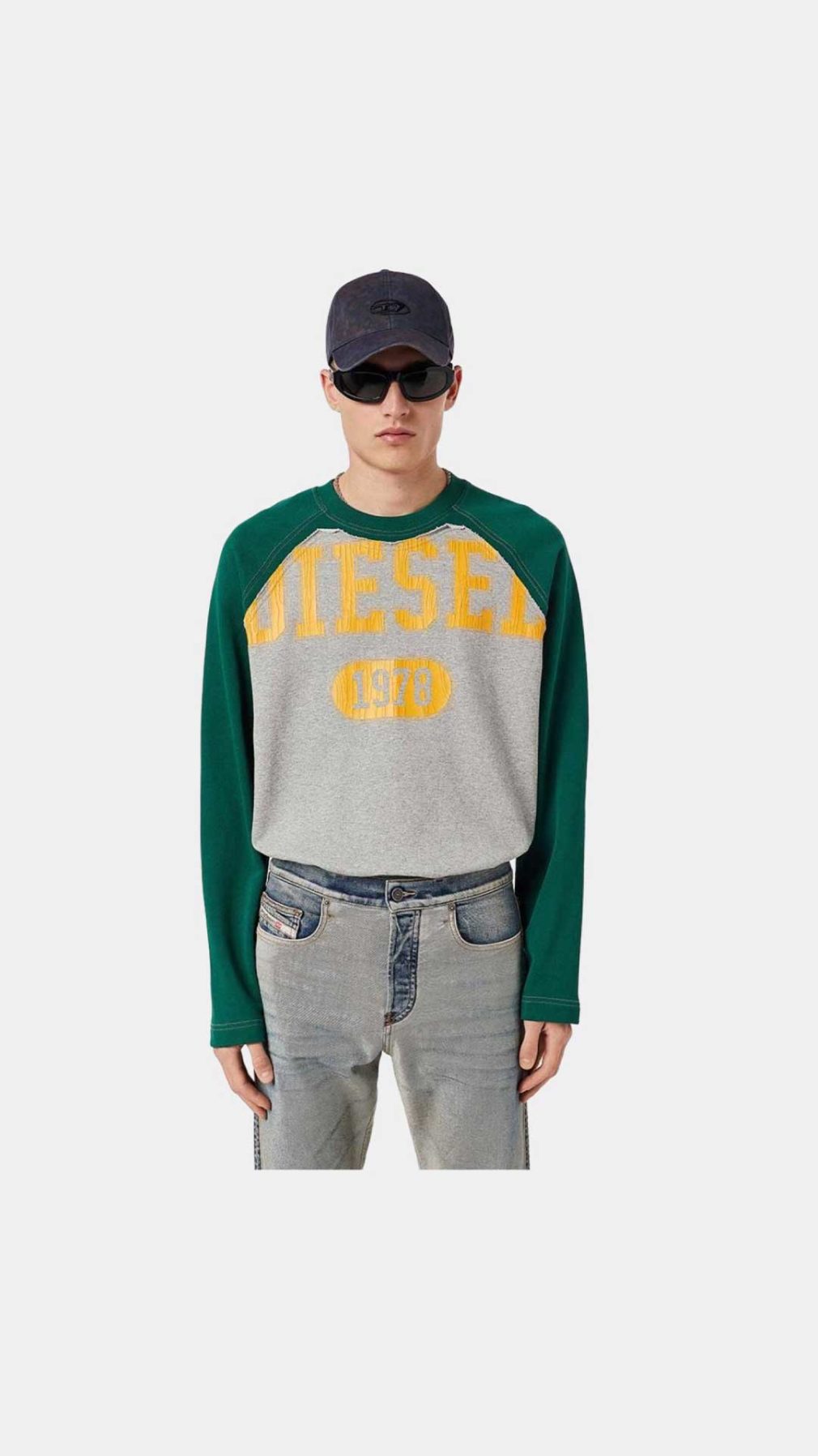 Sudadera bicolor Diesel con logotipo en la parte delantera