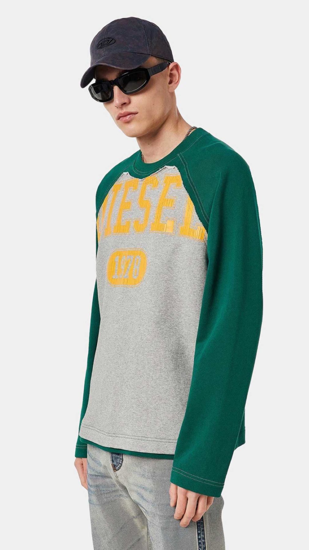 Sudadera bicolor Diesel con logotipo en la parte delantera