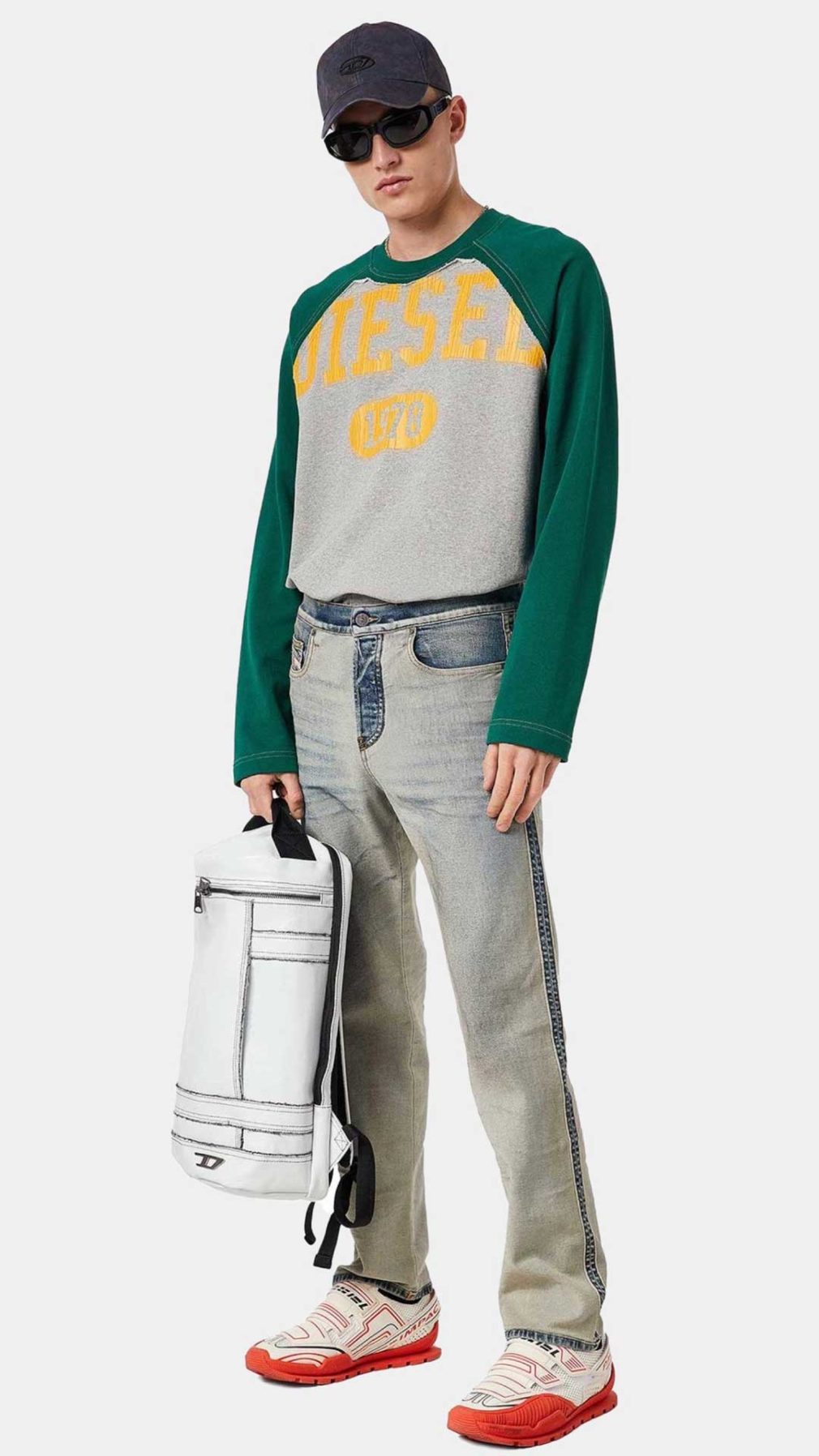 Sudadera bicolor Diesel con logotipo en la parte delantera