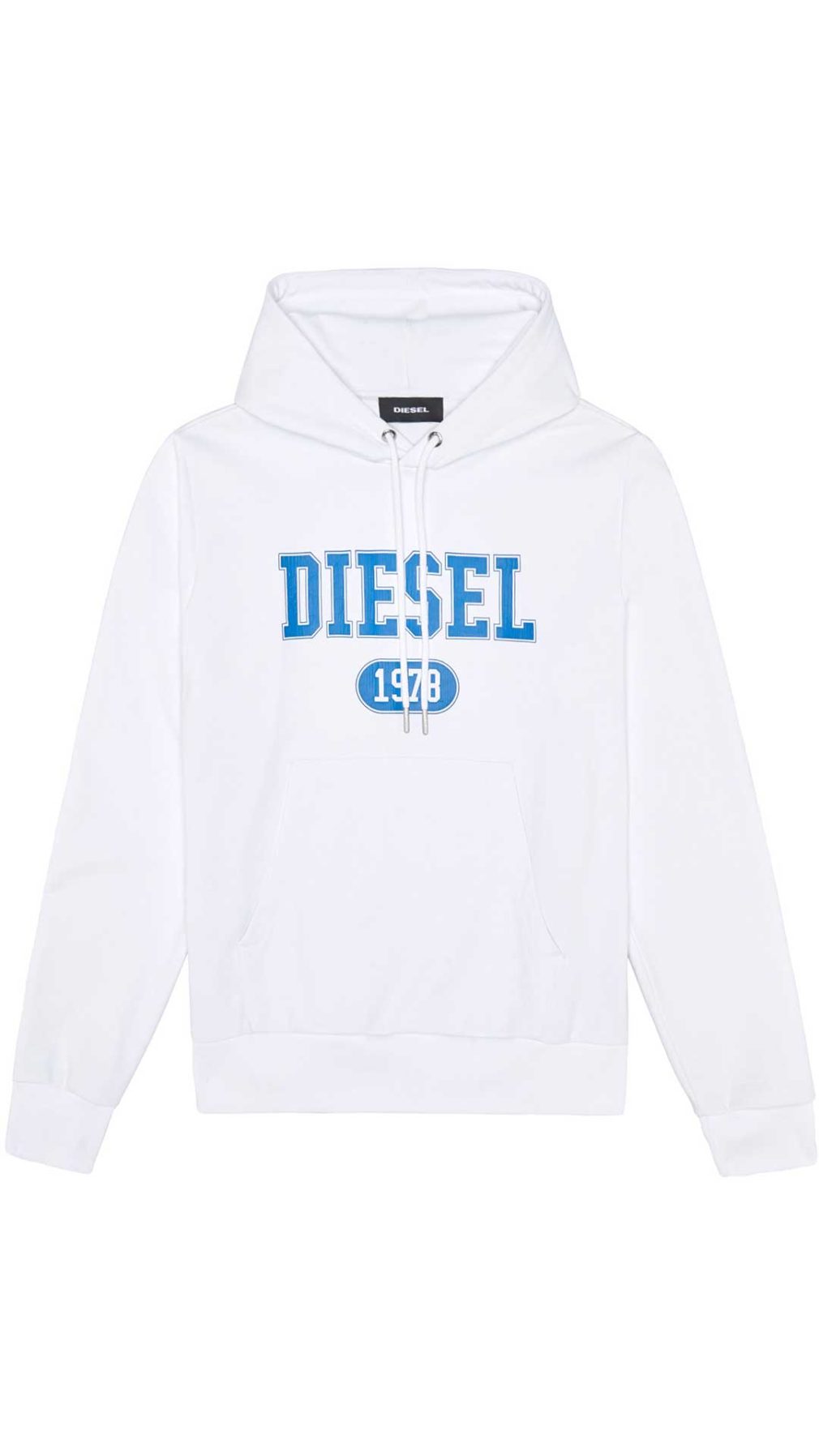Sudadera blanca Diesel con capucha y logotipo en la parte delantera