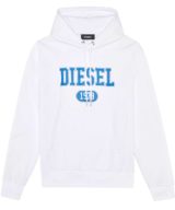 Sudadera blanca Diesel con capucha y logotipo en la parte delantera