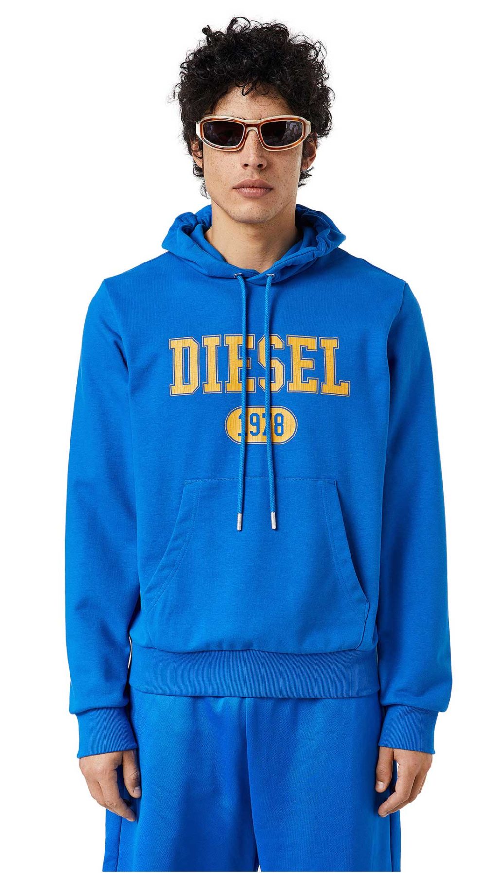 Sudadera azul Diesel con capucha y logotipo en la  parte delantera